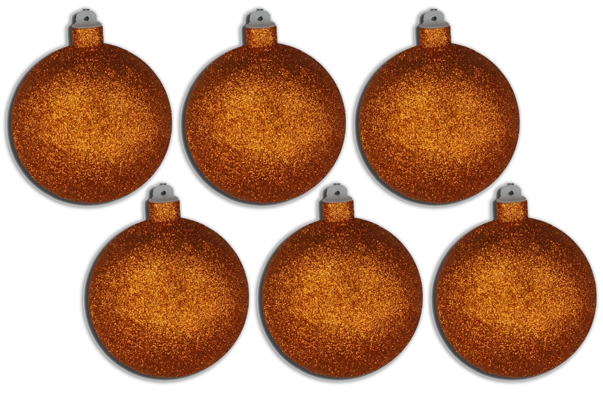 5 in. Glitter Ball Ornament with Wire, Orange - Pack of 6
