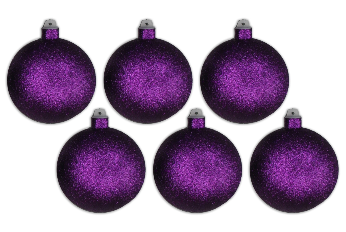 5 in. Glitter Ball Ornament with Wire, Purple - Pack of 6