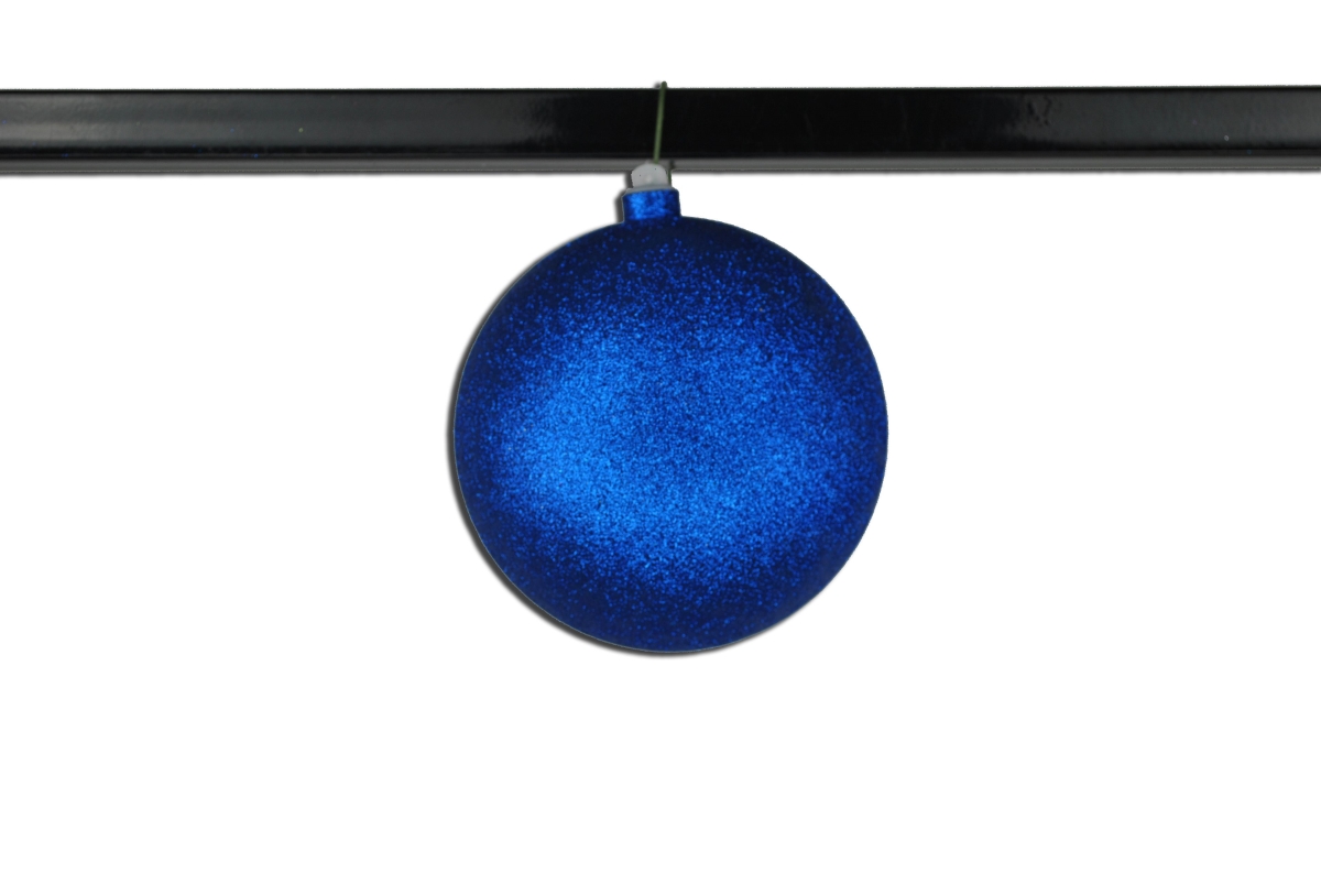 6 in. Glitter Ball Ornament with Wire, Blue - Pack of 3