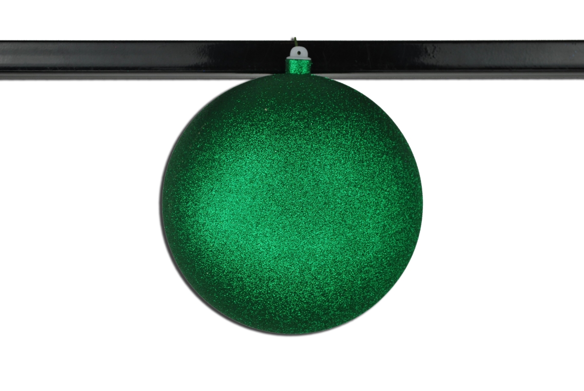 8 in. Glitter Ball Ornament with Wire, Green - Pack of 2