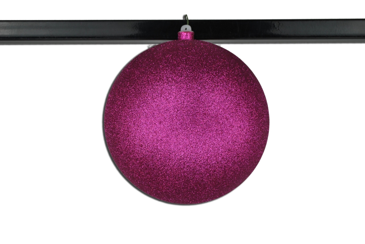 8 in. Glitter Ball Ornament with Wire, Pink - Pack of 2