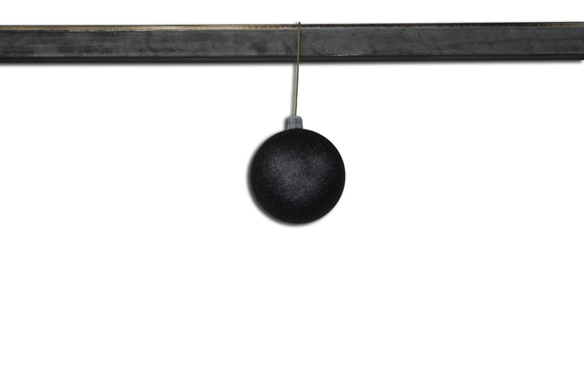 2.5 in. Glitter Ball Ornament with Wire, Black - Pack of 12