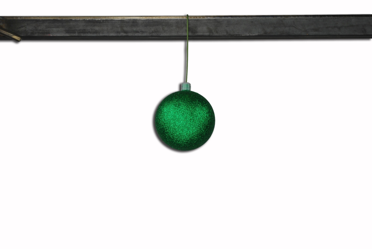 2.5 in. Glitter Ball Ornament with Wire, Green - Pack of 12