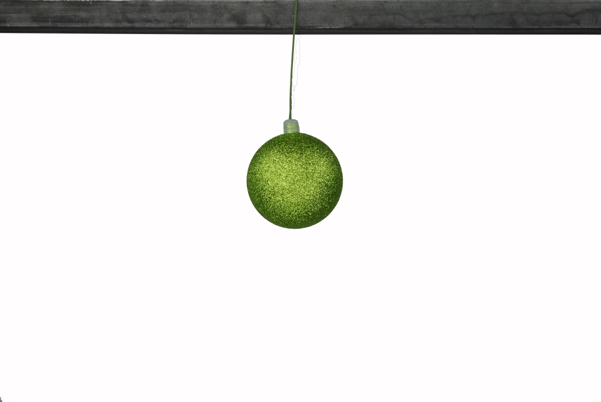 2.5 in. Glitter Ball Ornament with Wire, Lime Green - Pack of 12