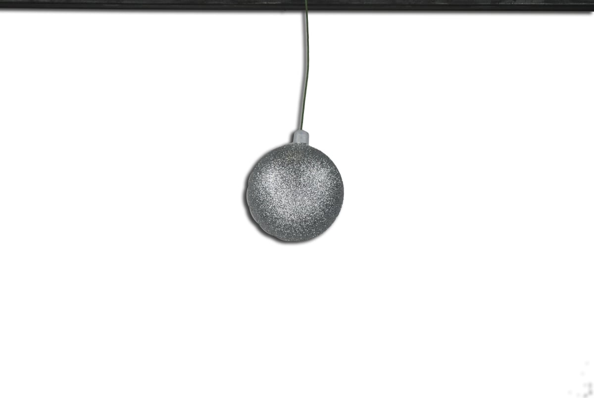 2.5 in. Glitter Ball Ornament with Wire, Silver - Pack of 12