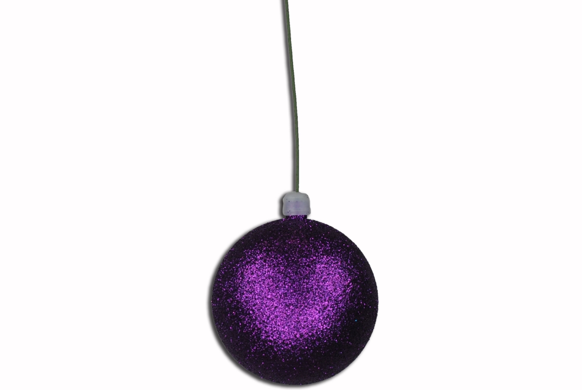 2.75 in. Glitter Ball Ornament with Wire, Purple - Pack of 12