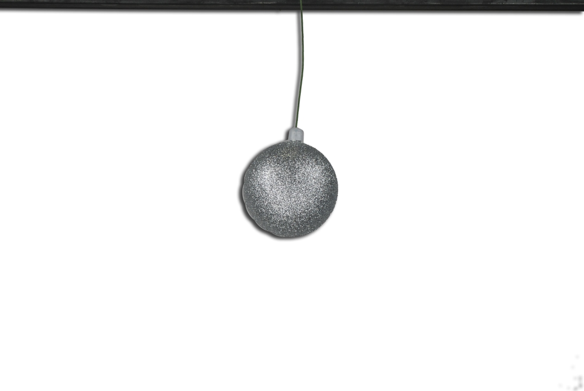 2.75 in. Glitter Ball Ornament with Wire, Silver - Pack of 12