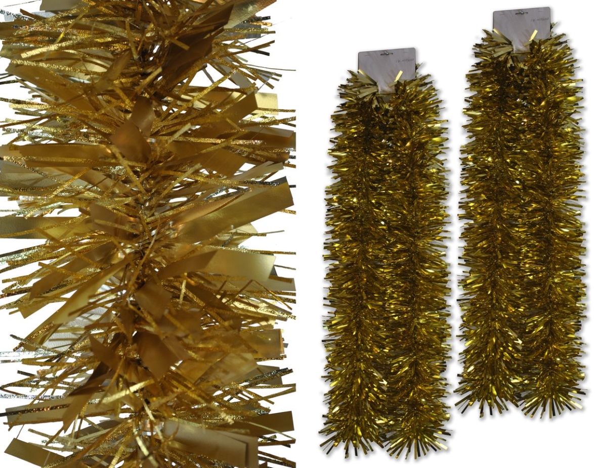 6 ft. Deluxe Tinsel Garland, Gold - Pack of 2