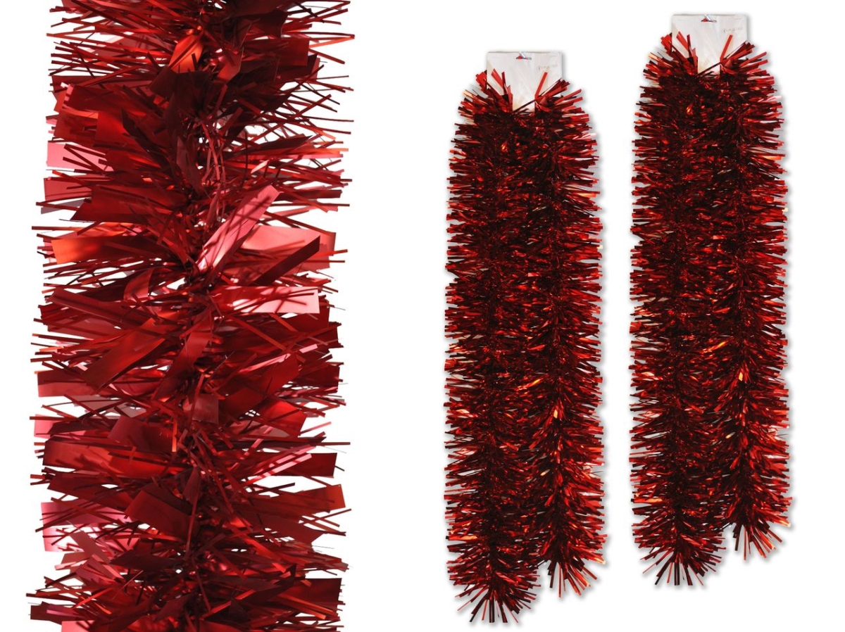 6 ft. Deluxe Tinsel Garland, Red - Pack of 2