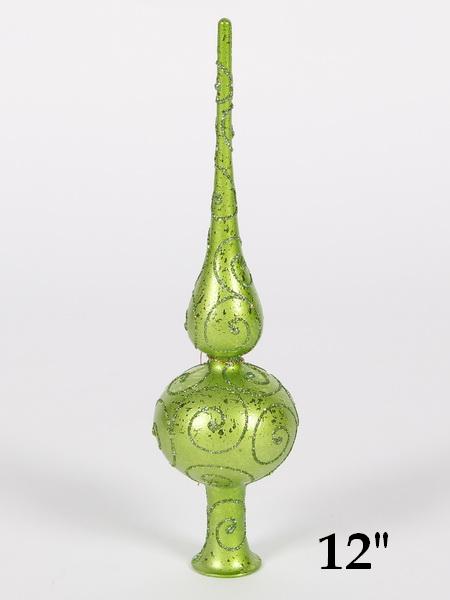 Picture of Queens of Christmas TOPPER-12-LG 12 in. Glitter Finial Topper, Lime Green