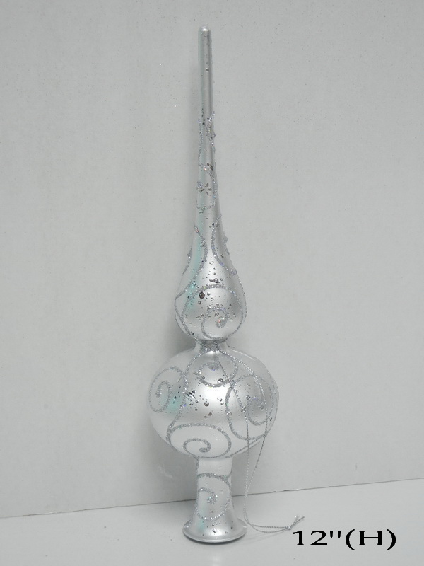 Picture of Queens of Christmas TOPPER-12-SLV 12 in. Glitter Finial Topper, Silver