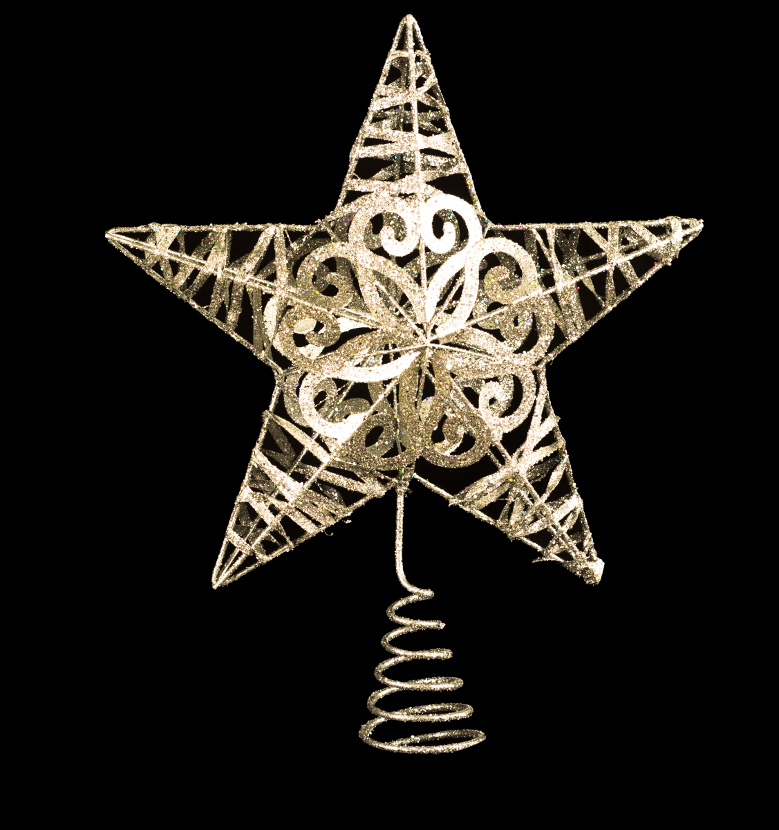 10 in. Metal Glittered Star Tree Topper, Silver