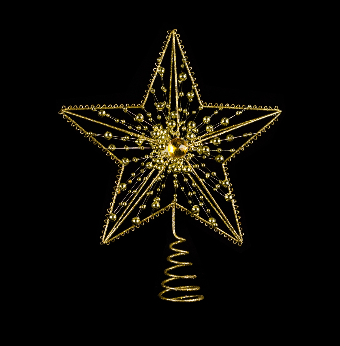 8 in. Jeweled Metal Star Tree Topper, Gold