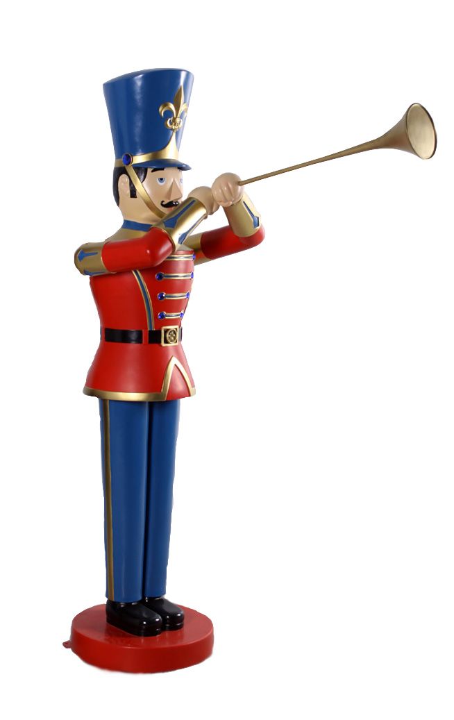 6 ft. Toy Soldier with Trumpet, Red & Blue