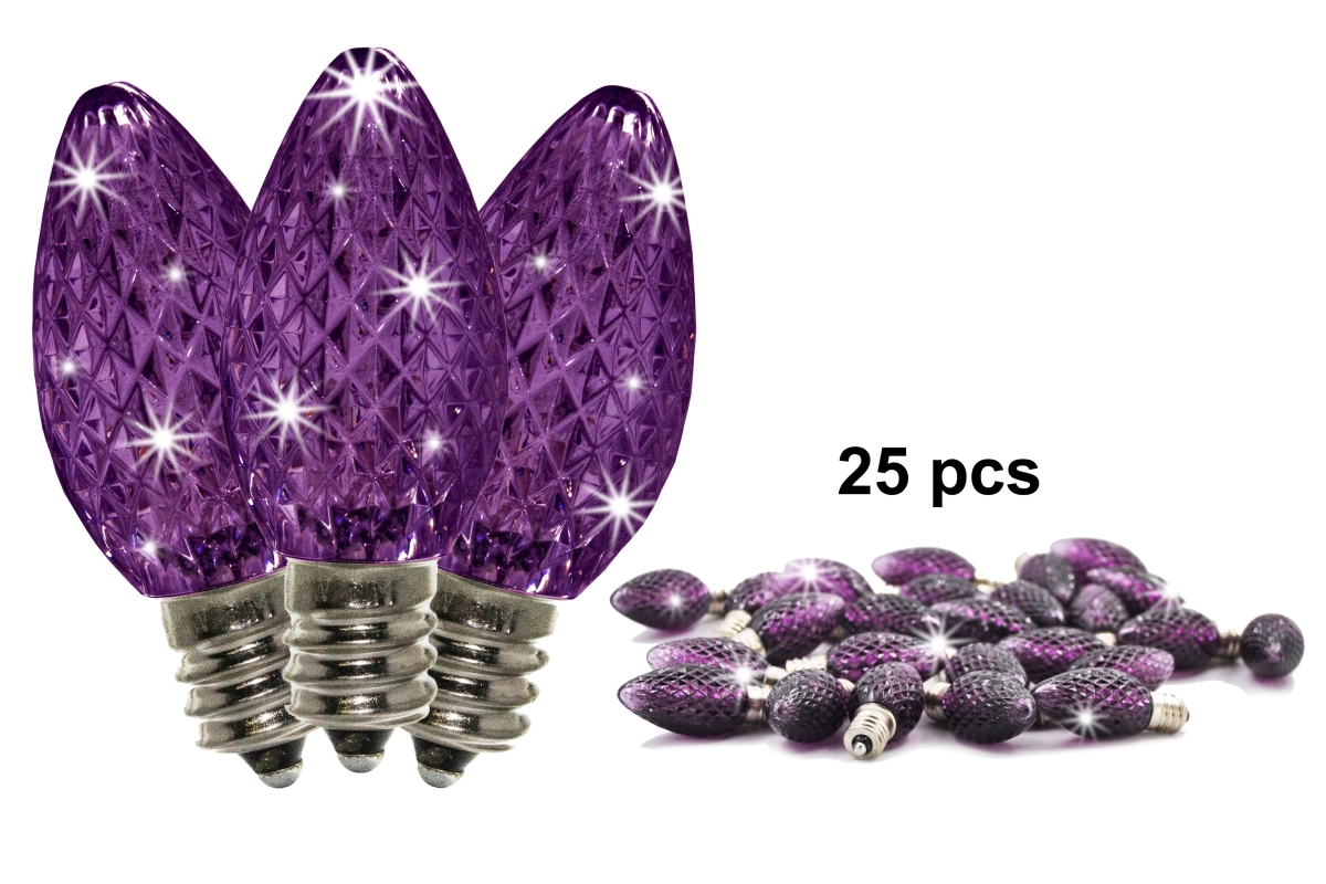 C7 Twinkle Dimmable SMD LED Retrofit Bulbs, Purple - Pack of 25