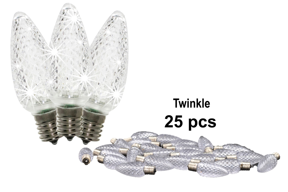 C7-SMD-RETRO-PW-TW-25 C7 Twinkle Dimmable SMD LED Retrofit Bulbs, Pure White - Pack of 25