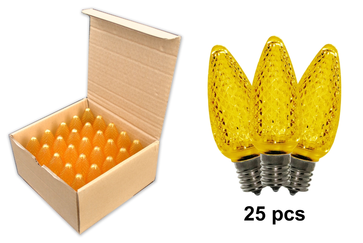 C9 Dimmable Faceted LED Retrofit Bulbs, Gold - Pack of 25