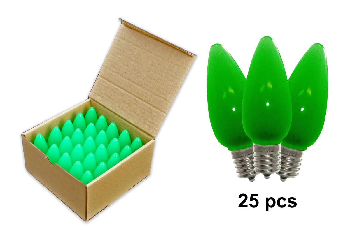 C9 Frosted Dimmable LED Retrofit Bulbs, Green - Pack of 25