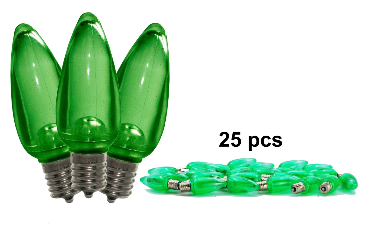 C9 Dimmable Smooth LED Retrofit Bulbs, Green - Pack of 25