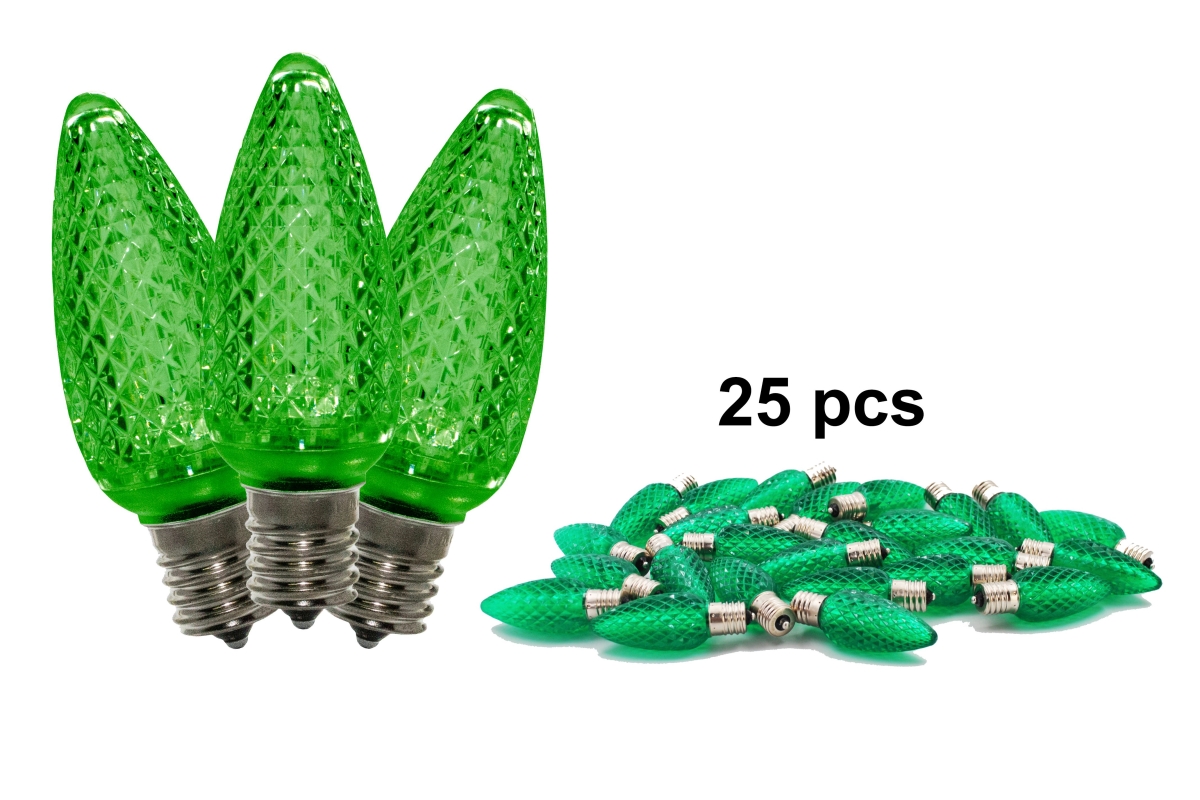 C9 SMD Dimmable Light Bulbs, Green - Pack of 25
