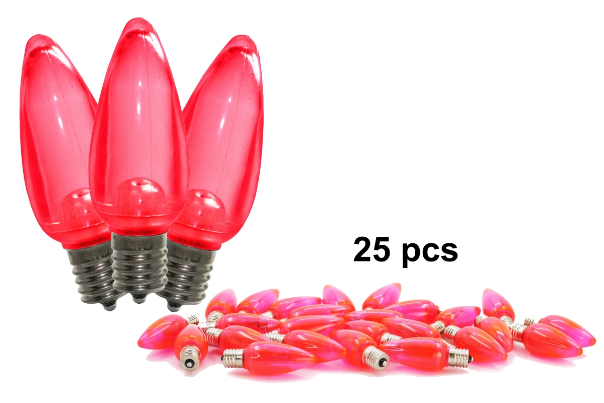 C9 Dimmable Smooth LED Retrofit Bulbs, Pink - Pack of 25