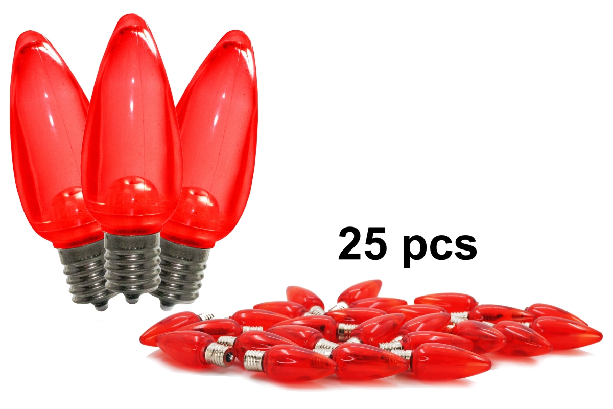 C9 Dimmable Smooth LED Retrofit Bulbs, Red - Pack of 25