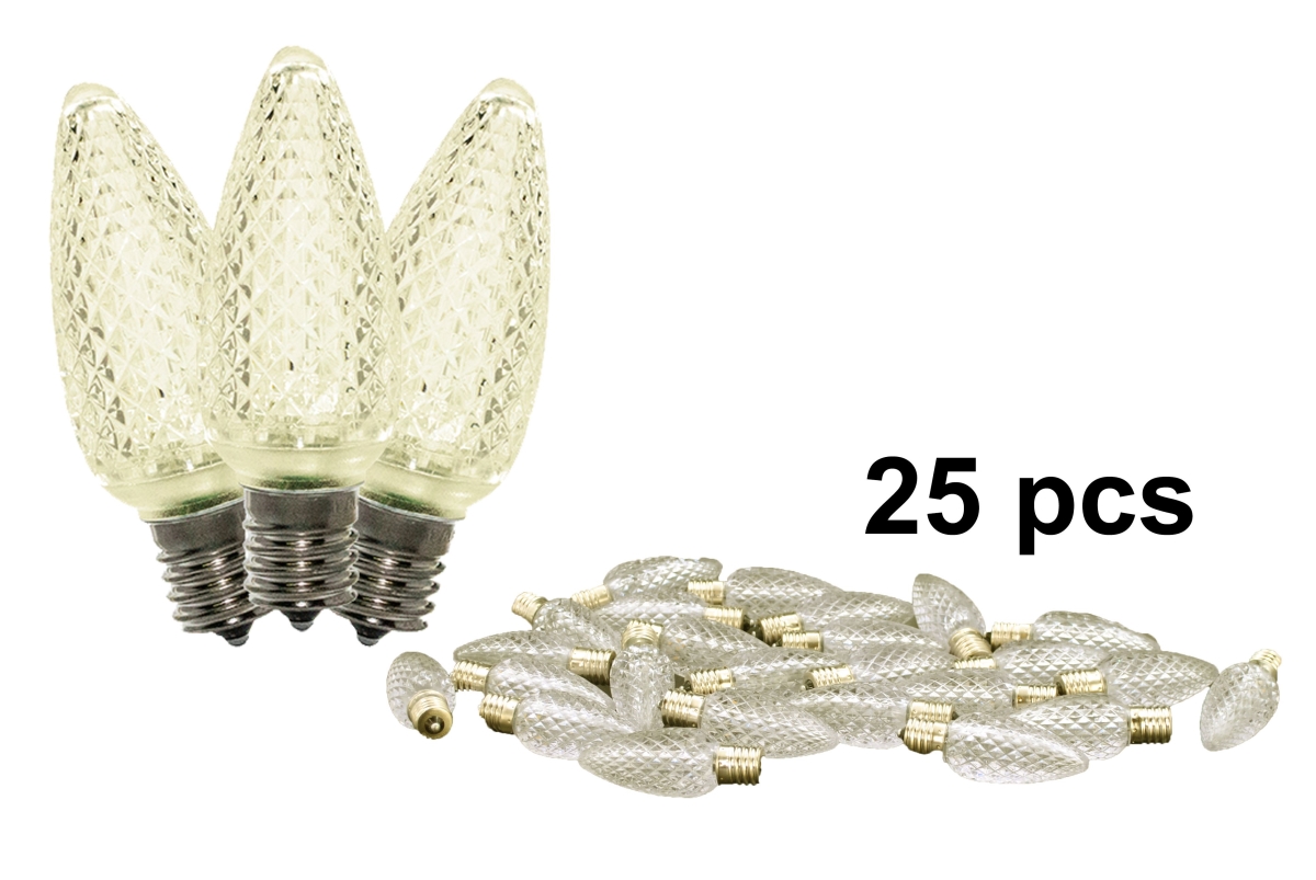 C9 Dimmable Faceted LED Retrofit Bulbs, Warm White - Pack of 25