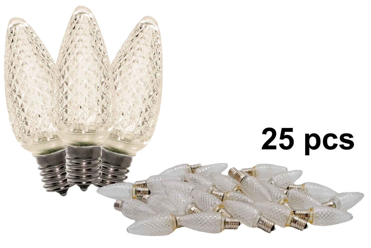 C9 Dimmable Faceted LED Retrofit Bulbs, Warm White - Pack of 25