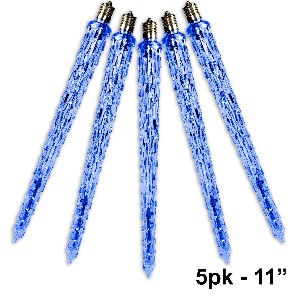 11 in. C9 Falling Icicle with Pure White LEDs Light, Blue - Pack of 5
