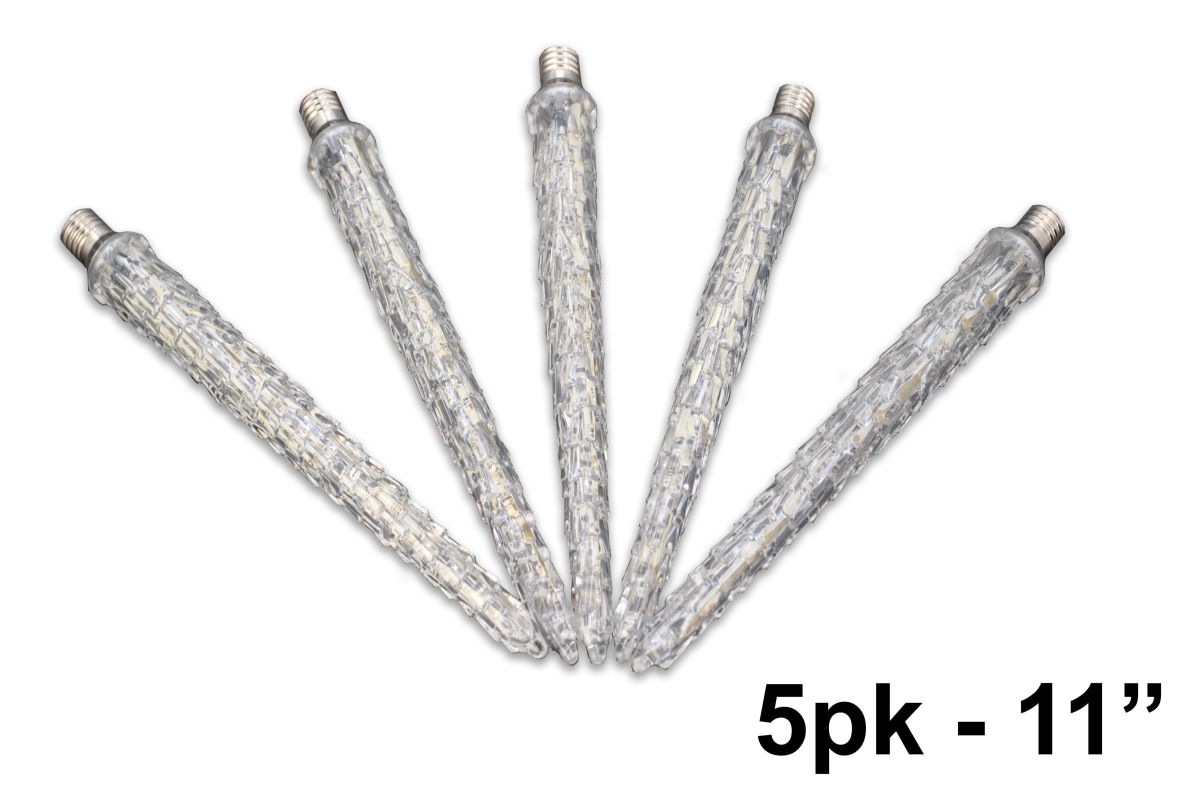 11 in. C9 Falling Icicle with Pure White LEDs, Pure White - Pack of 5