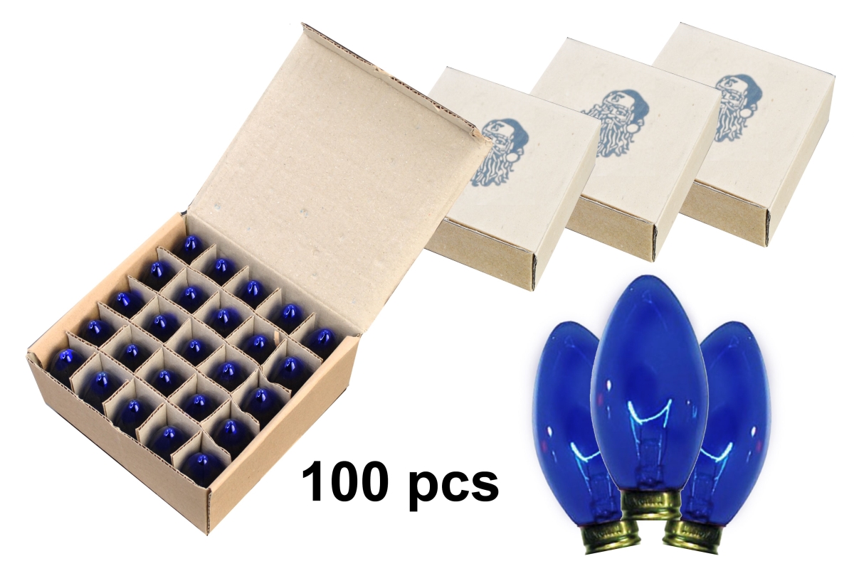 C9 Dimmable Incandescent E17 Base Bulbs, Transparent Blue - Pack of 100