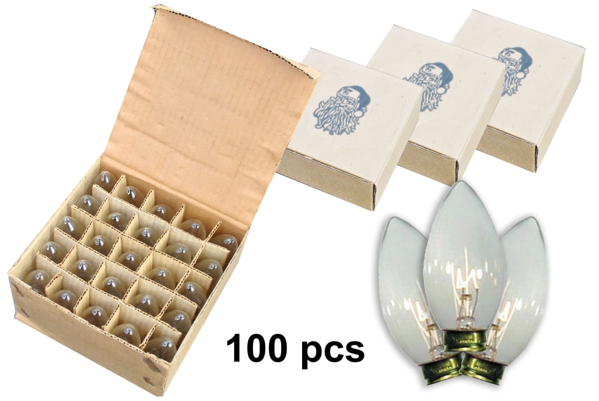 C9 Dimmable Incandescent E17 Base Bulbs, Transparent Clear - Pack of 100