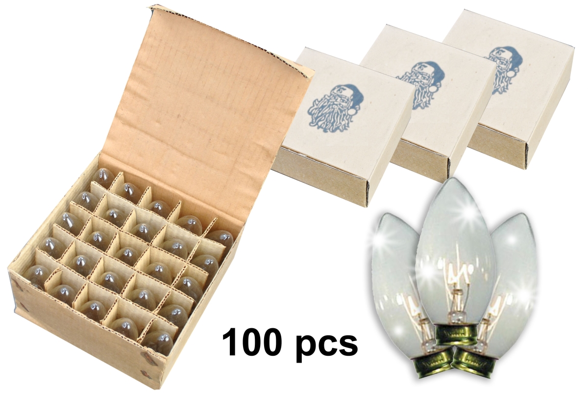 C9-IN-C-TW-100 C9 Dimmable Incandescent Twinkle E17 Base Bulbs, Transparent Clear - Pack of 100