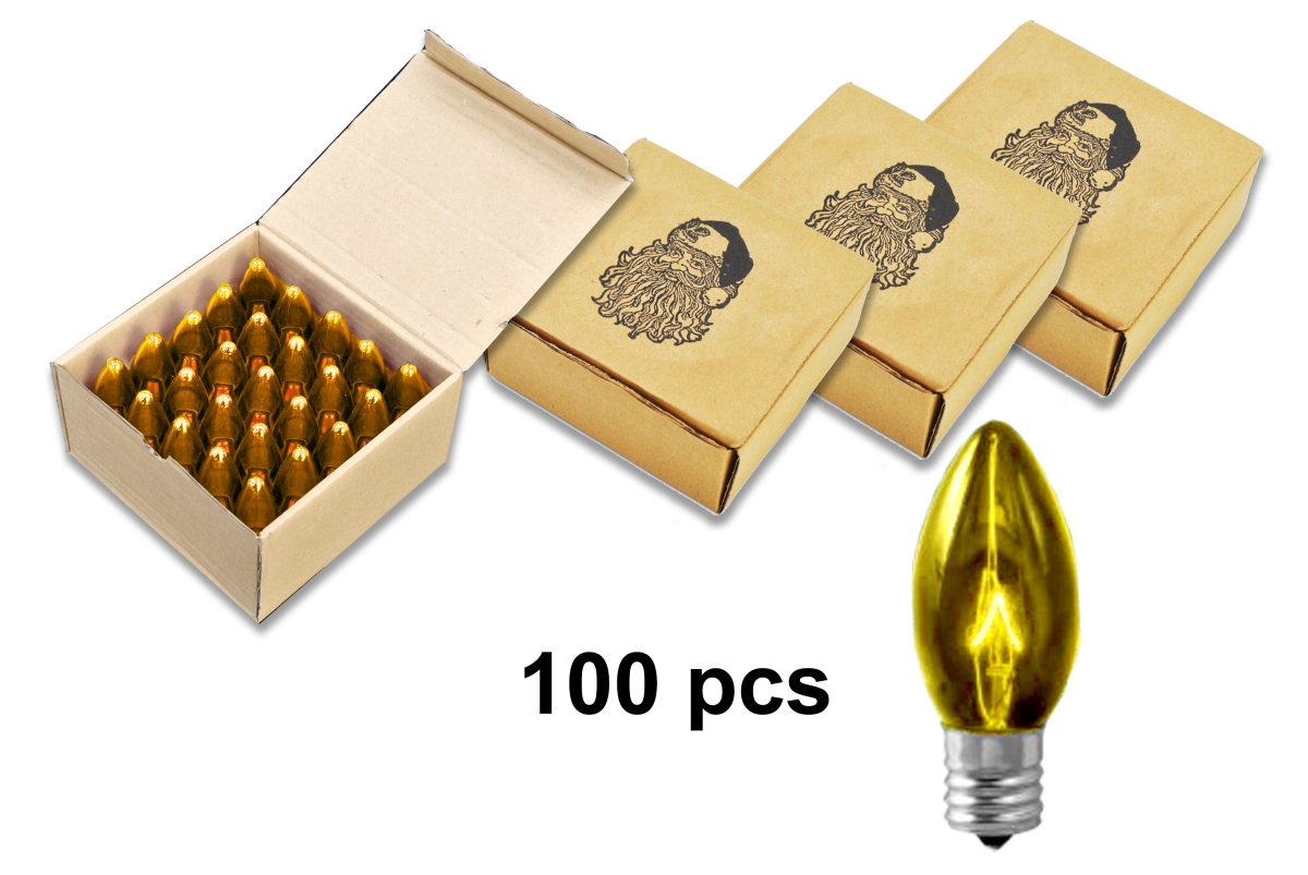 C9 Dimmable Incandescent E17 Base Bulbs, Transparent Yellow - Pack of 100