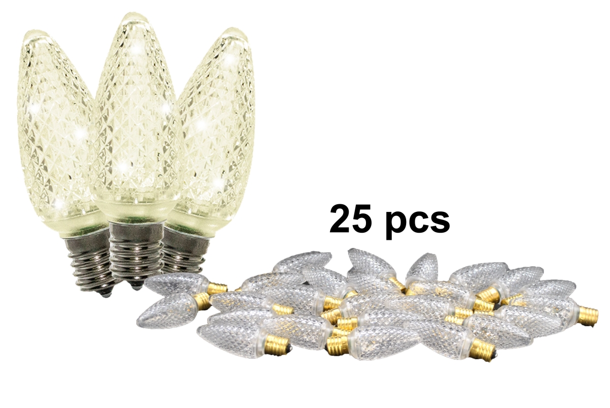 C9 Twinkle LED Retrofit Bulbs, Warm White - Pack of 25