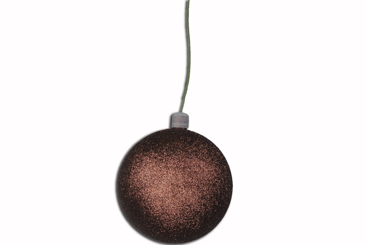 3 in. Glitter Ball Ornament with Wire, Brown - Pack of 12