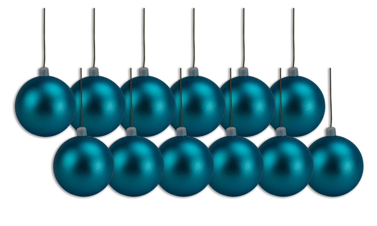 4 in. Matte Ball Ornament with Wire, Aqua - Pack of 12