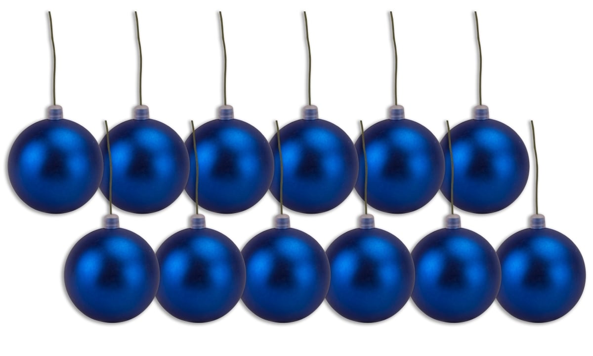 4 in. Matte Ball Ornament with Wire, Blue - Pack of 12