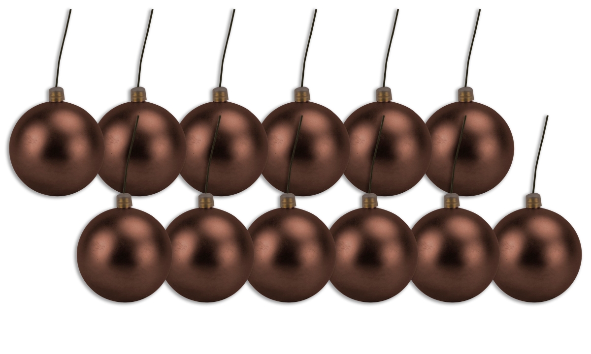 4 in. Matte Ball Ornament with Wire, Brown - Pack of 12