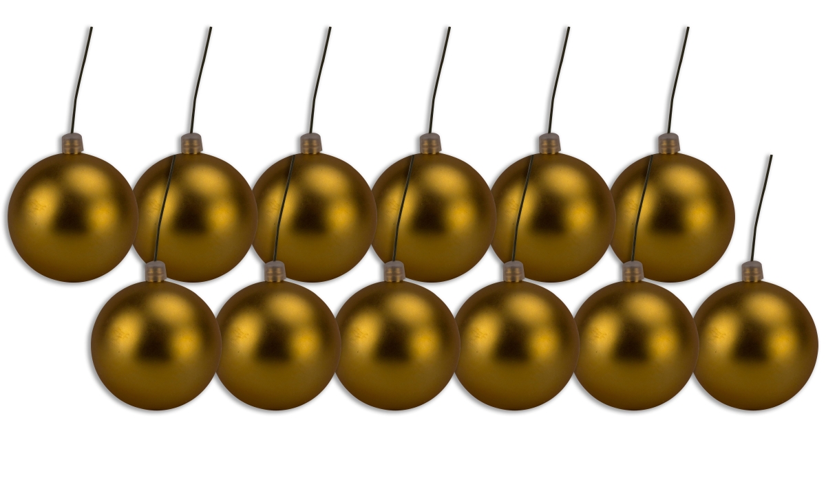 4 in. Matte Ball Ornament with Wire, Gold - Pack of 12
