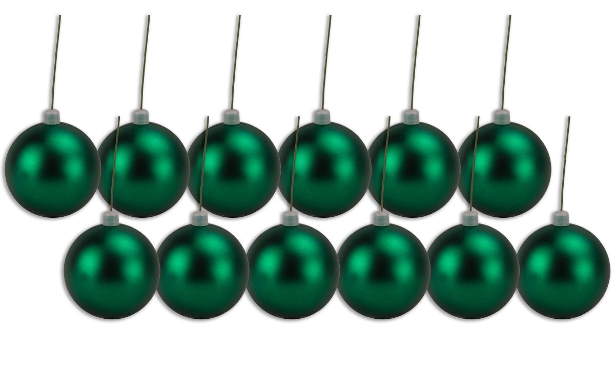 4 in. Matte Ball Ornament with Wire, Green - Pack of 12