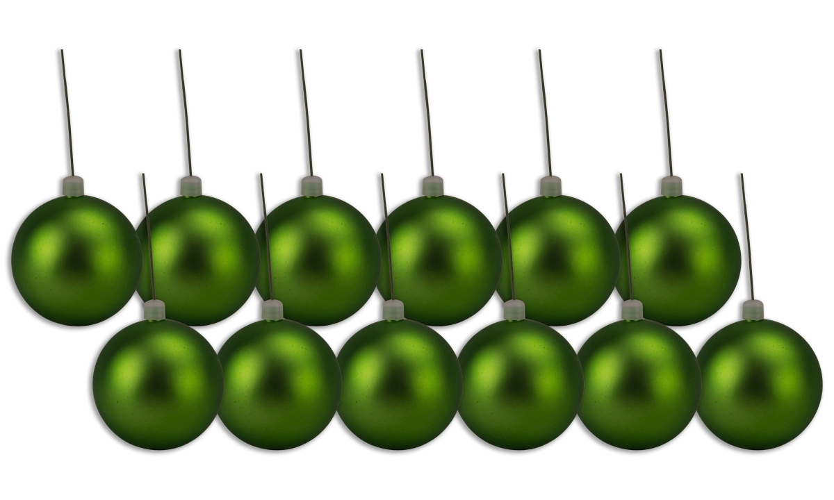 4 in. Matte Ball Ornament with Wire, Lime Green - Pack of 12