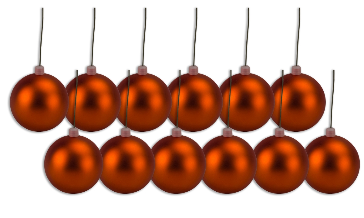 4 in. Matte Ball Ornament with Wire, Orange - Pack of 12