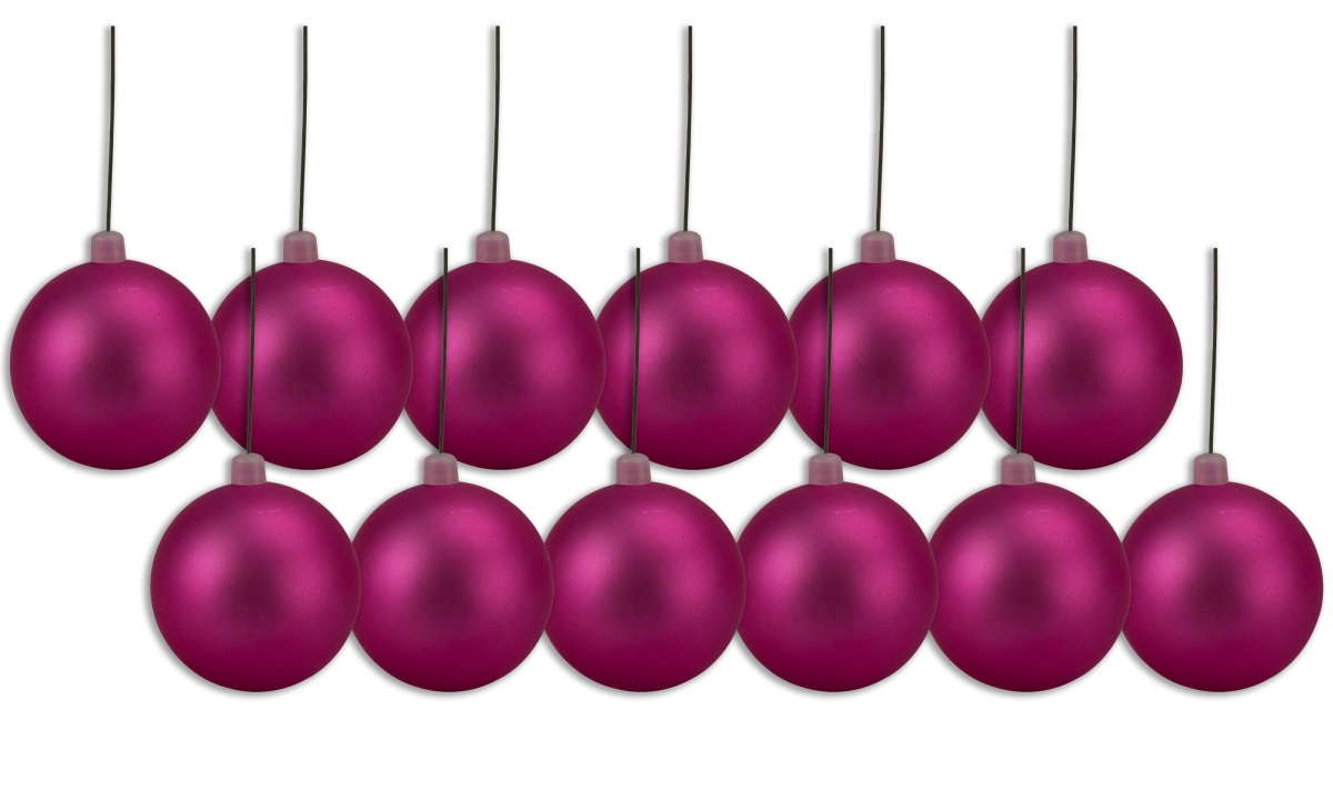 4 in. Matte Ball Ornament with Wire, Pink - Pack of 12