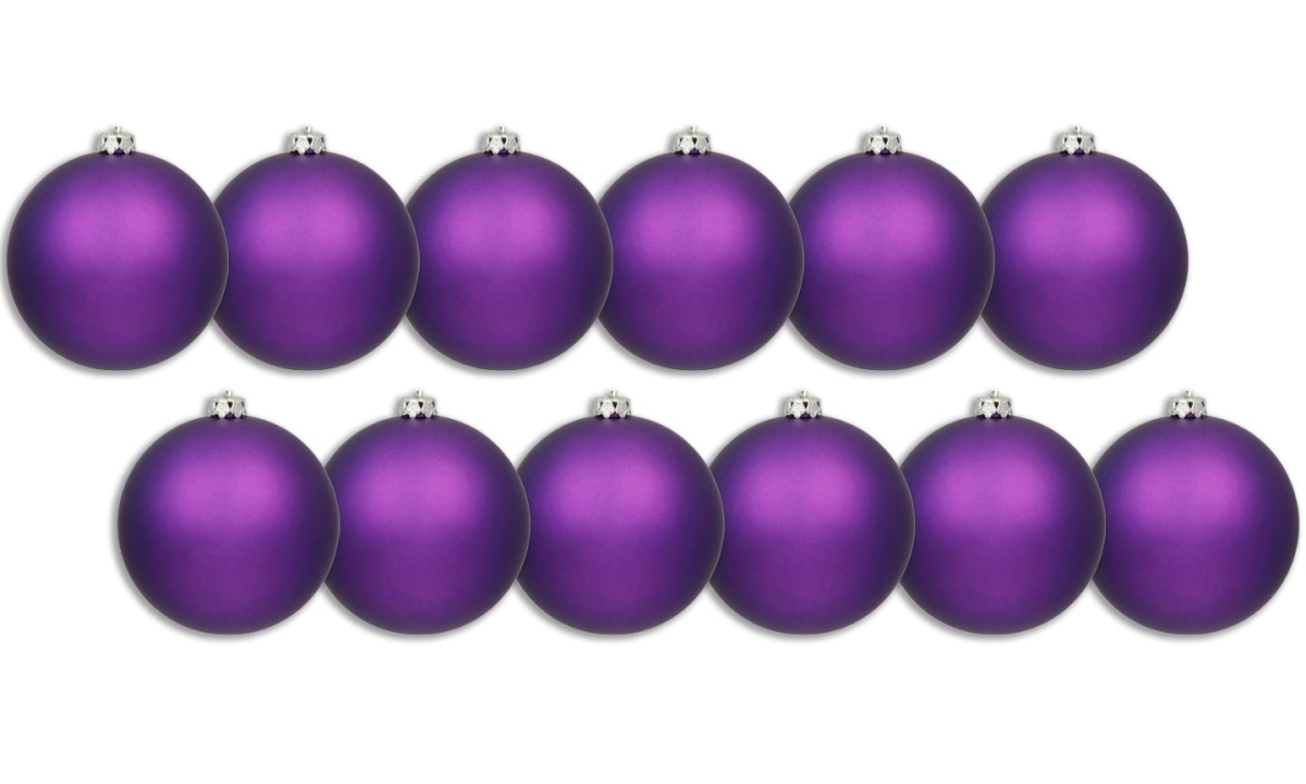 4 in. Matte Ball Ornament with Wire, Purple - Pack of 12