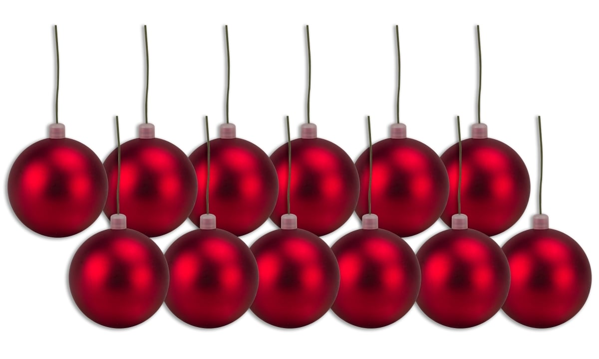 4 in. Matte Ball Ornament with Wire, Red - Pack of 12