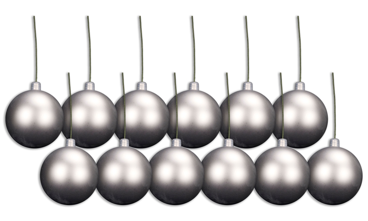 4 in. Matte Ball Ornament with Wire, Silver - Pack of 12