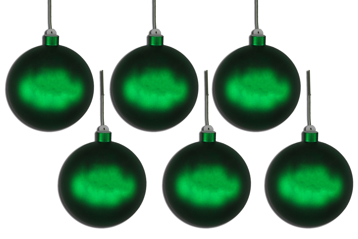 5 in. Matte Ball Ornament with Wire & UV Coating, Green - Pack of 6
