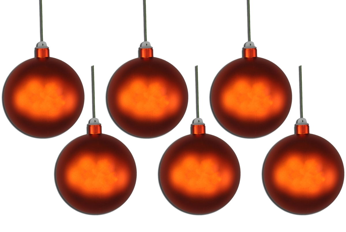 5 in. Matte Ball Ornament with Wire & UV Coating, Orange - Pack of 6