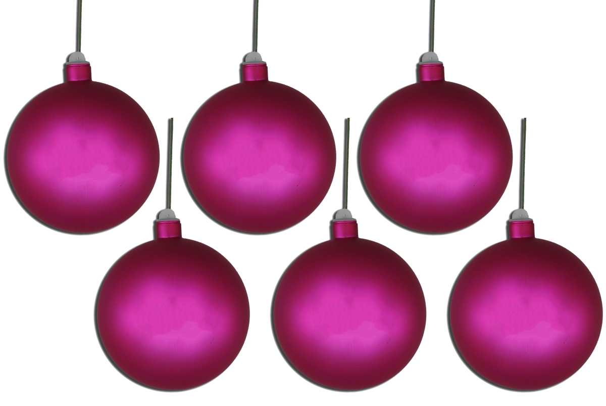 5 in. Matte Ball Ornament with Wire & UV Coating, Pink - Pack of 6
